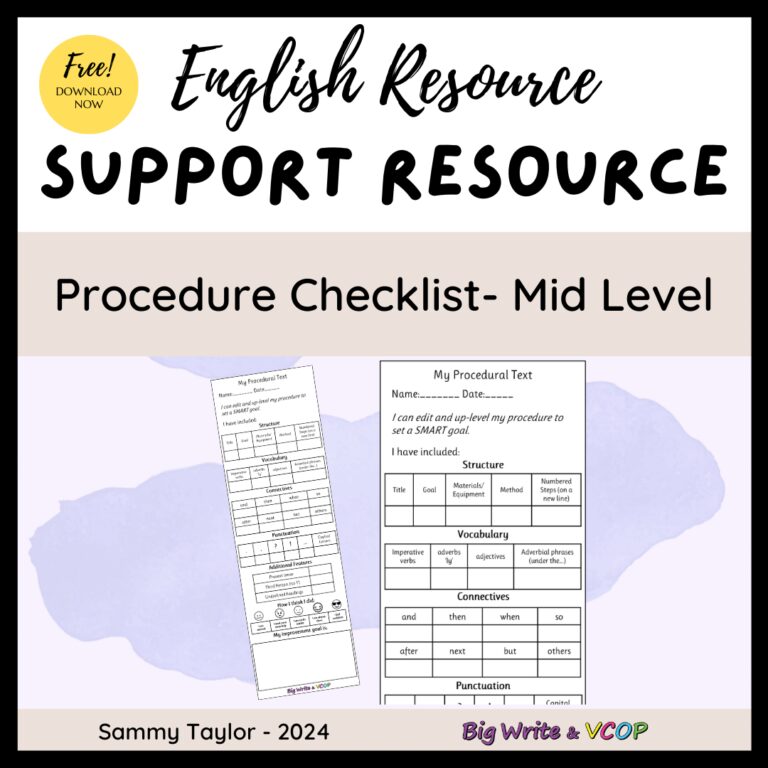 Procedural Writing Checklist – Mid Level