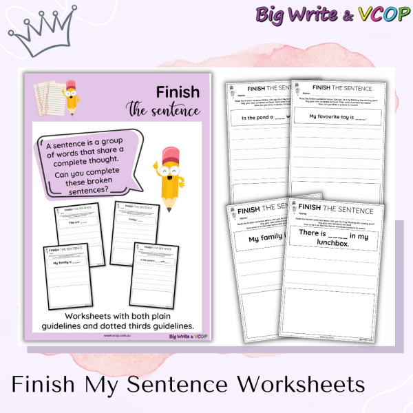 Finish My Sentence Worksheets - K-2 Worksheets