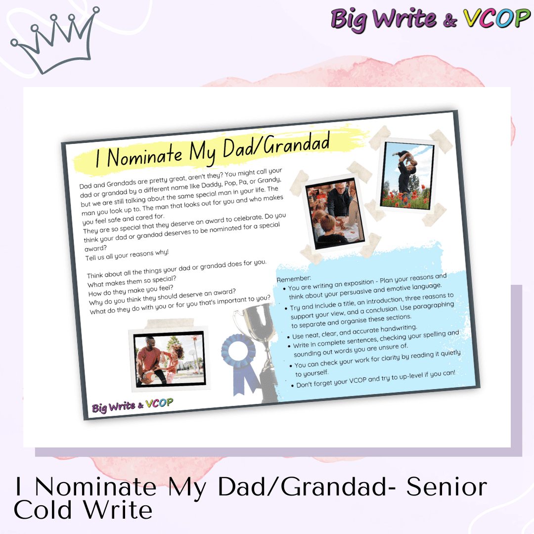 I Nominate My Dad/Grandad - Mid/Senior Cold Write Stimulus