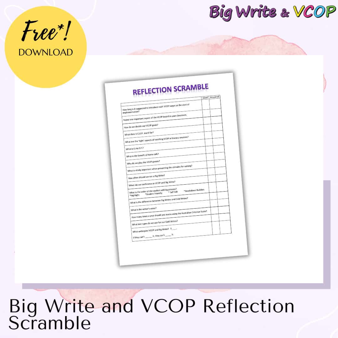 Big Write and VCOP Reflection Scramble