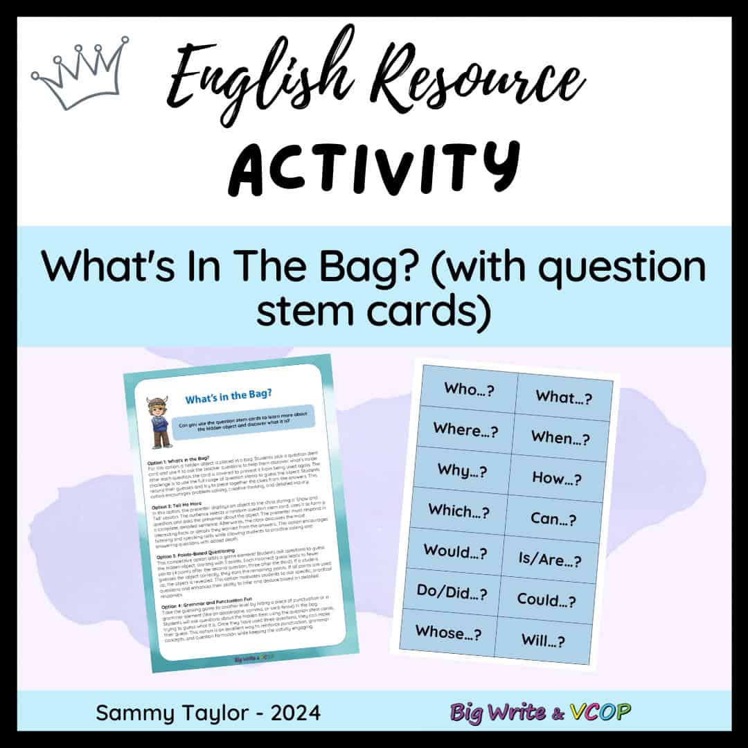 What's In the Bag? (with question stem cards)
