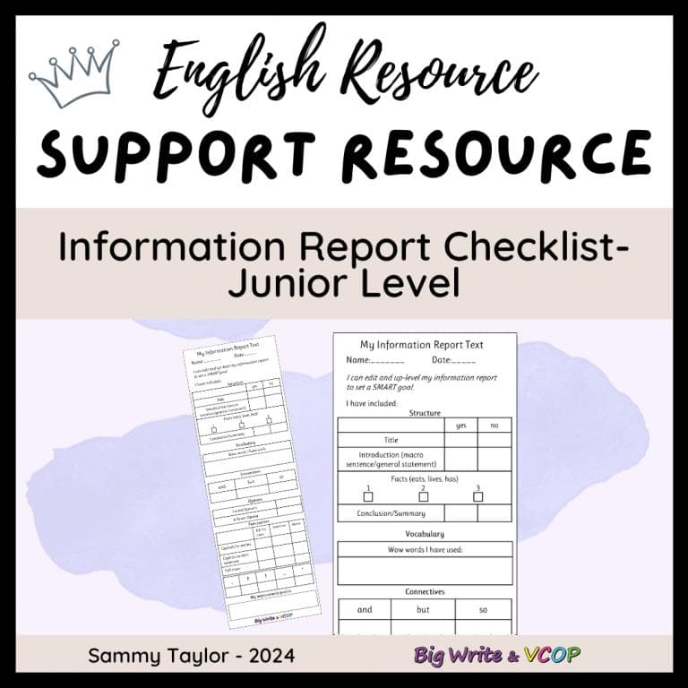 Information Report Checklist - Junior Level